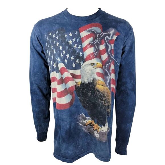 Vintage The Mountain T Shirt American Flag Bald Eagle Blue mens size medium - Picture 1 of 5